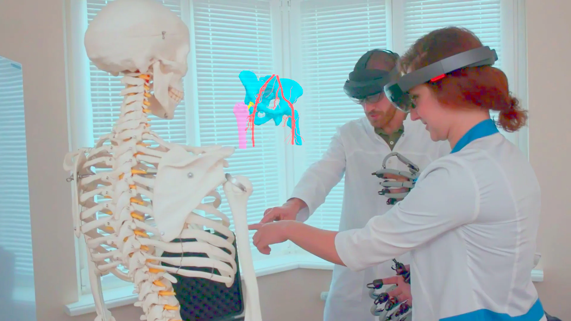 XR Doctor clinical training scene with doctors and patient data
